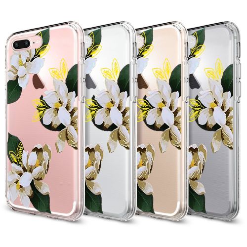  Flyeri iPhone 7 Plus&8 Plus Case,Floral Pattern Clear TPU Case for iPhone 8 Plus