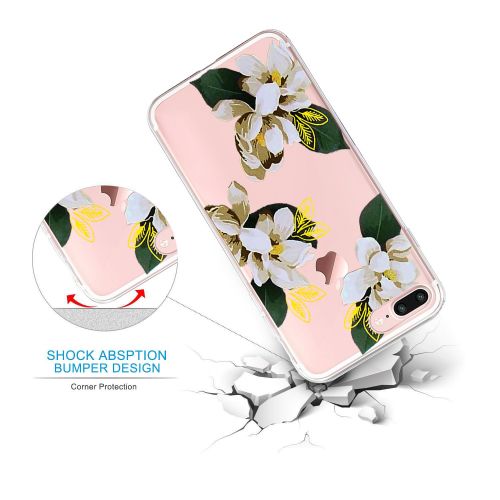  Flyeri iPhone 7 Plus&8 Plus Case,Floral Pattern Clear TPU Case for iPhone 8 Plus