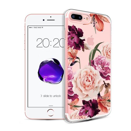  Flyeri iPhone 7 Plus&8 Plus Case,Floral Pattern Clear TPU Case for iPhone 8 Plus