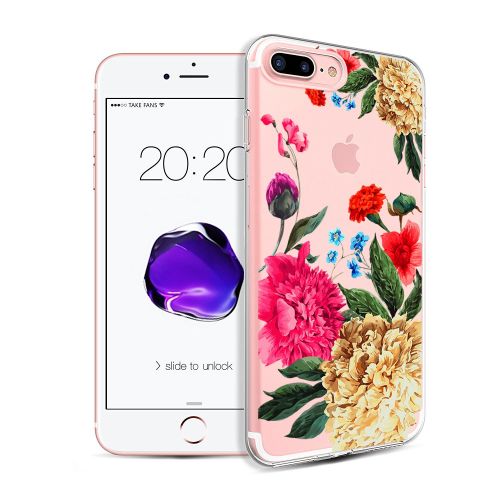  Flyeri iPhone 7 Plus&8 Plus Case,Floral Pattern Clear TPU Case for iPhone 8 Plus