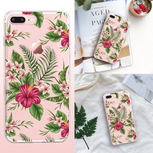  Flyeri iPhone 7 Plus&8 Plus Case,Floral Pattern Clear TPU Case for iPhone 8 Plus