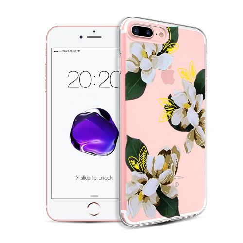  Flyeri iPhone 7 Plus&8 Plus Case,Floral Pattern Clear TPU Case for iPhone 8 Plus