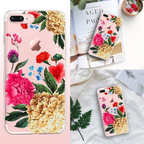  Flyeri iPhone 7 Plus&8 Plus Case,Floral Pattern Clear TPU Case for iPhone 8 Plus