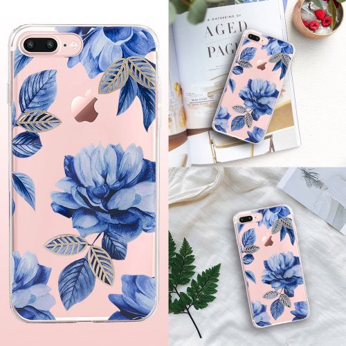  Flyeri iPhone 7 Plus&8 Plus Case,Floral Pattern Clear TPU Case for iPhone 8 Plus