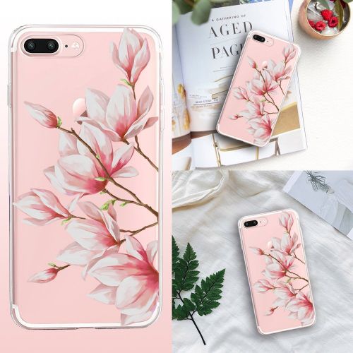  Flyeri iPhone 7 Plus&8 Plus Case,Floral Pattern Clear TPU Case for iPhone 8 Plus