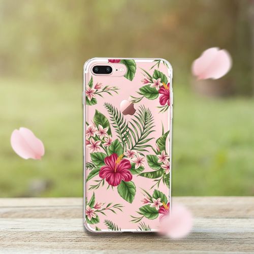  Flyeri iPhone 7 Plus&8 Plus Case,Floral Pattern Clear TPU Case for iPhone 8 Plus