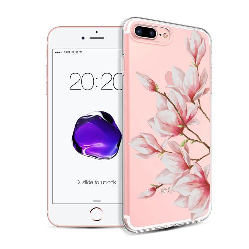  Flyeri iPhone 7 Plus&8 Plus Case,Floral Pattern Clear TPU Case for iPhone 8 Plus