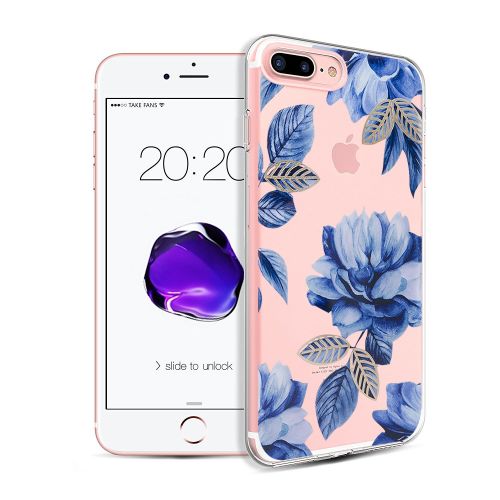  Flyeri iPhone 7 Plus&8 Plus Case,Floral Pattern Clear TPU Case for iPhone 8 Plus