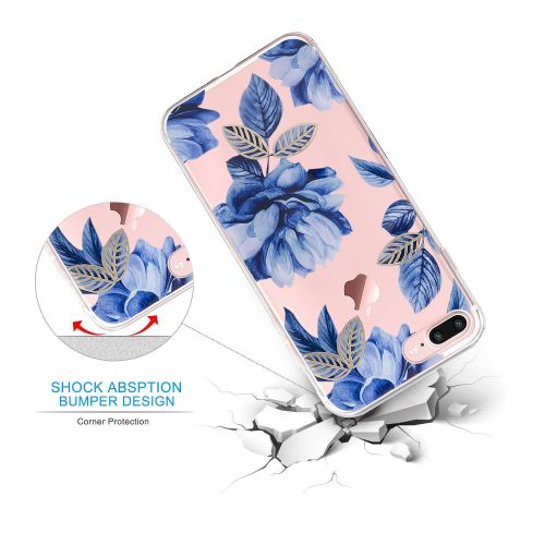  Flyeri iPhone 7 Plus&8 Plus Case,Floral Pattern Clear TPU Case for iPhone 8 Plus