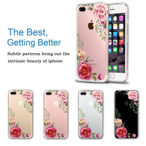  Flyeri iPhone 7 Plus&8 Plus Case,Floral Pattern Clear TPU Case for iPhone 8 Plus