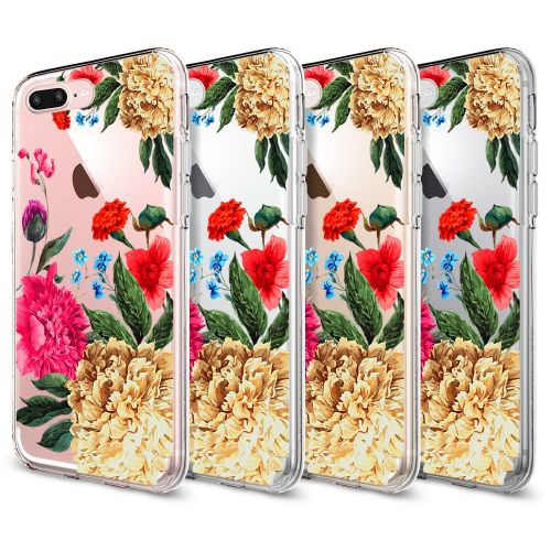  Flyeri iPhone 7 Plus&8 Plus Case,Floral Pattern Clear TPU Case for iPhone 8 Plus