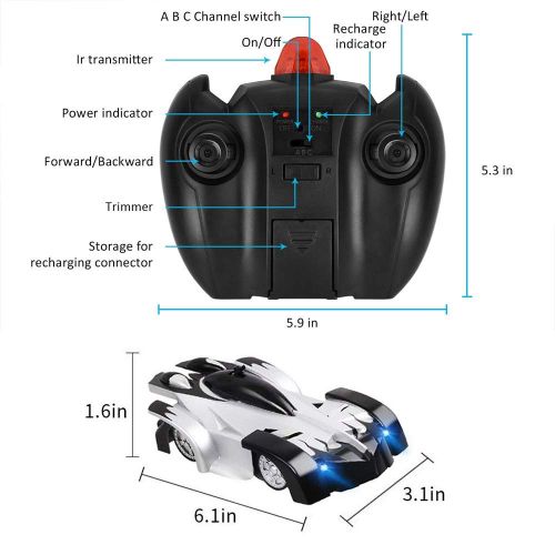  RC Car Flyglobal Remote Control Car 360°Rotating Wall Climbing Gravity Defying Mini Toy Car with Head and Rear LED Lights, Rechargeable High Speed Mini Toy Car for Boys Kids Adults