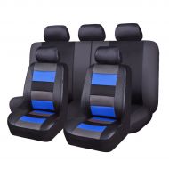 Flying Banner 11 PCS Car Seat Covers Full Set | Universal fit Most Car,Truck,SUV and Van | Breathable Composite Sponge and Airbag Compatible | PVC Leather & Polyester Mesh Blue and