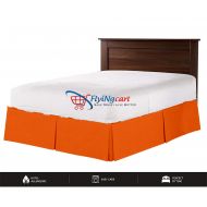 Flying Cart Soft Finish Long Staple 100% Egyptian Cotton 800 Thread Count Full Size One Piece Box Plated Bed Skirt 15 Inch Drop Length Orange Solid