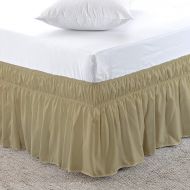 Flying Cart Soft Finish Long Staple 100% Egyptian Cotton 800 Thread Count Twin XL Size Elastic Fit Dust Ruffle Wrap Around Bed Skirt 16 Inch Drop Length Taupe Solid