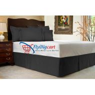 Flying Cart Soft Finish Long Staple 100% Egyptian Cotton 800 Thread Count King Size One Piece Box Plated Bed Skirt 15 Inch Drop Length Black Striped