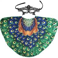 Flying Childhood Peacock Feather Wing for Women, Adult Fairy Bird Costume for Pretend Party Favors