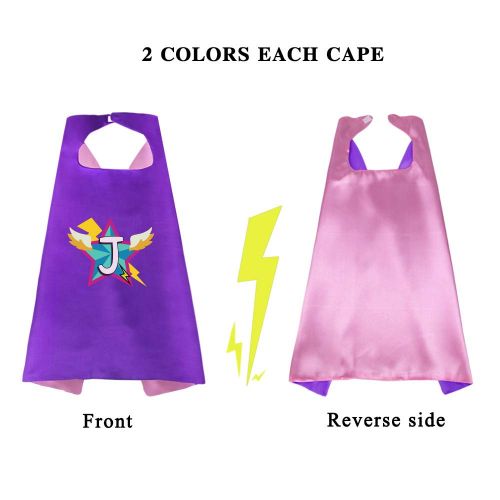  Flying Childhood Kids Superhero Cape Mask for Girls with 26 Initial Letters Hero Dress up Party Supplies