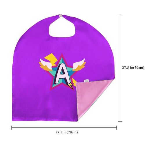  Flying Childhood Kids Superhero Cape Mask for Girls with 26 Initial Letters Hero Dress up Party Supplies