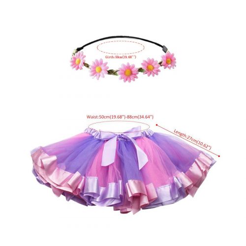  Flying Childhood Tulle Tutu Skirt for Girls with Hair Bow Kids Fairy Layer Princess Costume