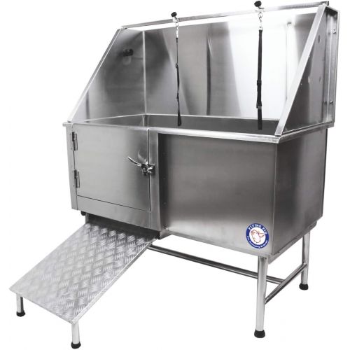  50 Flying Pig Grooming Professional Stainless Steel Pet Dog Grooming Bath Tub with Faucet, Walk-in Ramp & Accessories