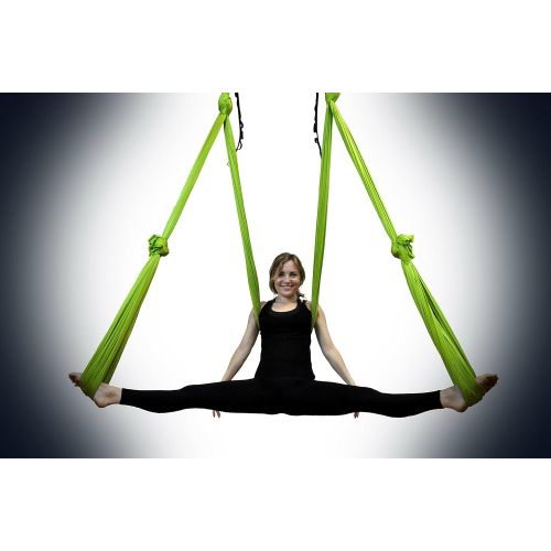  Flying Yoga Deluxe Aerial Yoga Hammock (Yoga Swing or Sling, Aerial Yoga) (Lemon Lime)