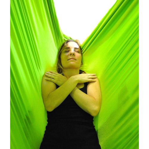  Flying Yoga Deluxe Aerial Yoga Hammock (Yoga Swing or Sling, Aerial Yoga) (Lemon Lime)