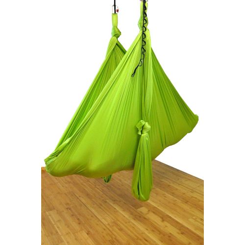  Flying Yoga Deluxe Aerial Yoga Hammock (Yoga Swing or Sling, Aerial Yoga) (Lemon Lime)