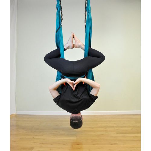  Flying Yoga Deluxe Aerial Yoga Hammock (Yoga Swing or Sling, Aerial Yoga, Aerial Fitness) (Emerald Green)