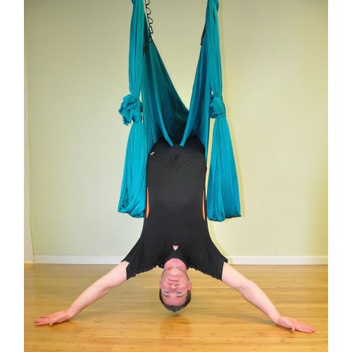  Flying Yoga Deluxe Aerial Yoga Hammock (Yoga Swing or Sling, Aerial Yoga, Aerial Fitness) (Emerald Green)