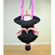 Flying Yoga Deluxe Aerial Yoga Hammock (Yoga Swing or Sling, Aerial Yoga,) (Poppy Pink)