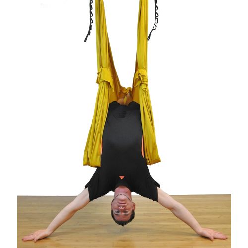  Flying Yoga Deluxe Aerial Yoga Hammock (Yoga Swing or Sling for Aerial Yoga) (Gorgeous Gold)