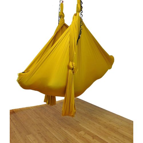  Flying Yoga Deluxe Aerial Yoga Hammock (Yoga Swing or Sling for Aerial Yoga) (Gorgeous Gold)