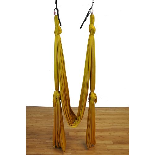  Flying Yoga Deluxe Aerial Yoga Hammock (Yoga Swing or Sling for Aerial Yoga) (Gorgeous Gold)