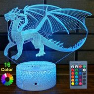 [아마존 핫딜] FlyonSea Dragon Gifts Dragon Light 16 Color Changing Dimmable Kids Night Light with Touch and Remote Dragon Toys Light as Birthday Gifts for Boys Kids