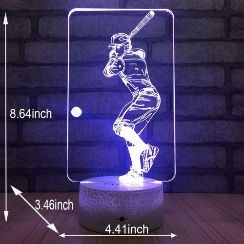  [아마존베스트]FlyonSea Baseball Light,Baseball Gifts Bedside Lamp 7 Colors Change + Remote Control with Timer Kids Night Light Optical Illusion Lamps for Boys Gift Ideas for Kids