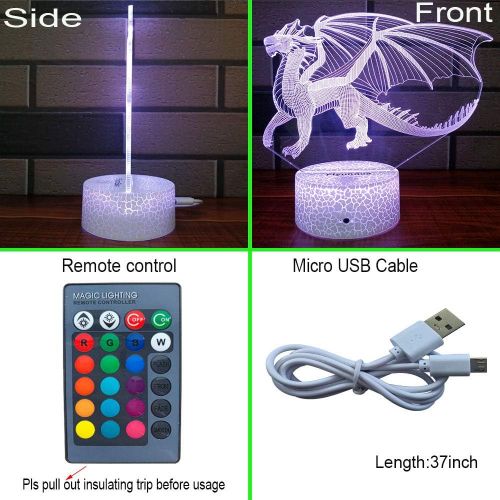  [아마존베스트]FlyonSea Dragon Gifts Dragon Light 16 Color Changing Dimmable Kids Night Light with Touch and Remote Dragon Toys Light as Birthday Gifts for Boys Kids