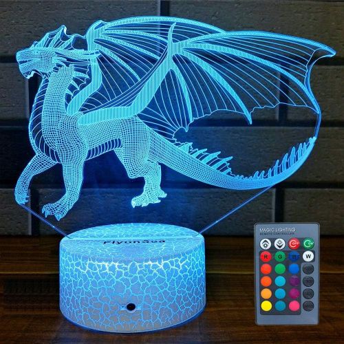  [아마존베스트]FlyonSea Dragon Gifts Dragon Light 16 Color Changing Dimmable Kids Night Light with Touch and Remote Dragon Toys Light as Birthday Gifts for Boys Kids