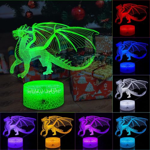  [아마존베스트]FlyonSea Dragon Gifts Dragon Light 16 Color Changing Dimmable Kids Night Light with Touch and Remote Dragon Toys Light as Birthday Gifts for Boys Kids