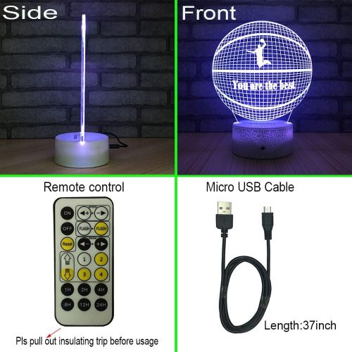  [아마존베스트]FlyonSea Basketball Beside 7 Colors Change + Remote Control with Timer Night Light Optical Illusion Lamp As a Gift Ideas for Boys or Kids