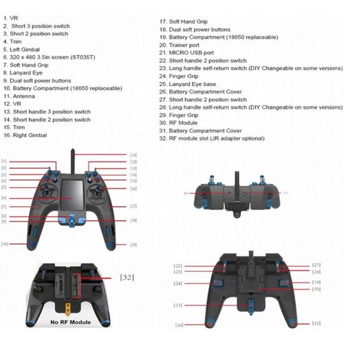  Flysky NV14 FS-NV14 RC Transmitter Remote Controller 2.4G 14CH Touch Screen with FS X8B iA8X Receiver USB Simulator Bluetooth for RC Cross Racing FPV Drone Quadcopter