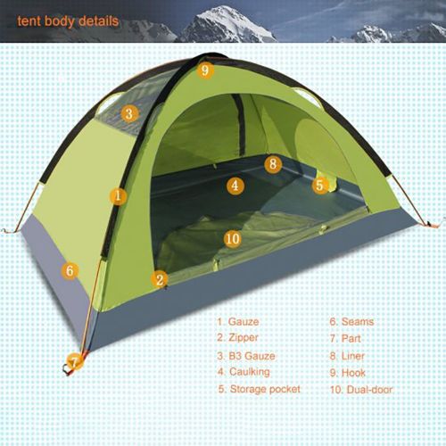  Flytop Pevor 4 Seasons 2 Person Waterproof Dome Hiking Camping Tent (Camouflage)