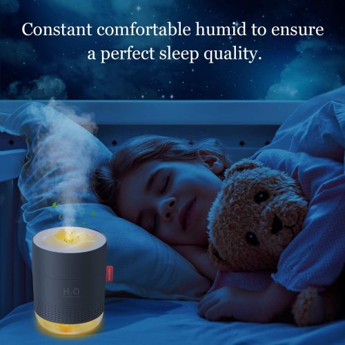  FoPcc 500ml Portable Humidifier, Mini Cool Mist Humidifier with Night Light, USB Personal Humidifier Auto Shut-Off, Ultra-Quiet, 2 Spray Modes, Suitable for Home Baby Bedroom Offic
