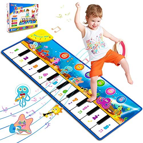  [아마존베스트]Foayex Kids Toys for 1 Year Old Boy, Musical Mat, Piano Keyboard Dance Floor Mat Carpet Animal Blanket Touch Playmat, Early Education Music Toys First Birthday Gift for Baby Toddlers 3-5