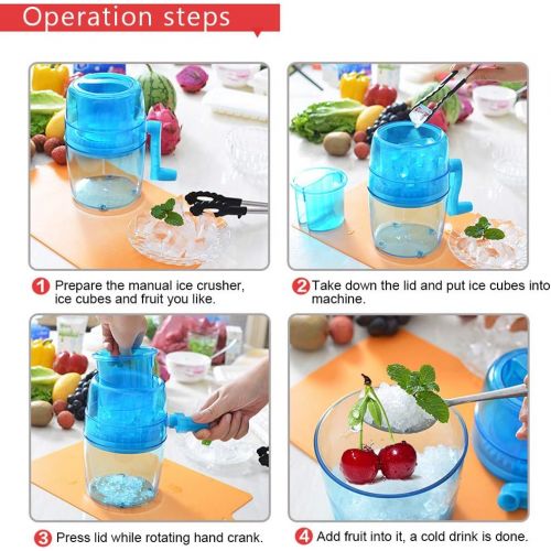  [아마존베스트]Focket Manual Shaved Ice Maker,1.1L Portable Hand Crank Snow Cone Machine Ice Crusher and Shaved Ice Machine Kitchen DIY Ice Cream Grinding Machine for Kids/Adults/Family