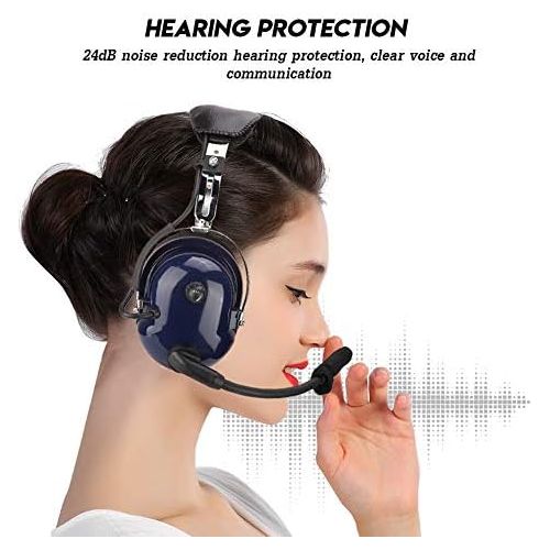  [아마존베스트]-Service-Informationen General Aviation Pilot Headset 3.5 mm Jack Dual Standard GA Male 24DB Noise Cancelling Pilot Aviation Headset with Headset Line