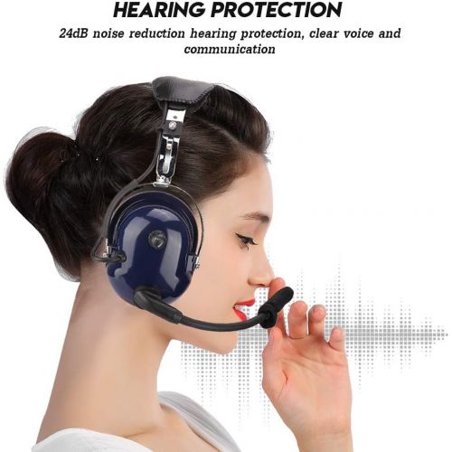  [아마존베스트]-Service-Informationen General Aviation Pilot Headset 3.5 mm Jack Dual Standard GA Male 24DB Noise Cancelling Pilot Aviation Headset with Headset Line