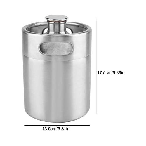  [아마존베스트]Focket Beer barrel made of stainless steel, practical mini beer barrel with two handles and spiral cover. Robust, durable and rustproof. Suitable for outdoor and indoor use (2 litres).