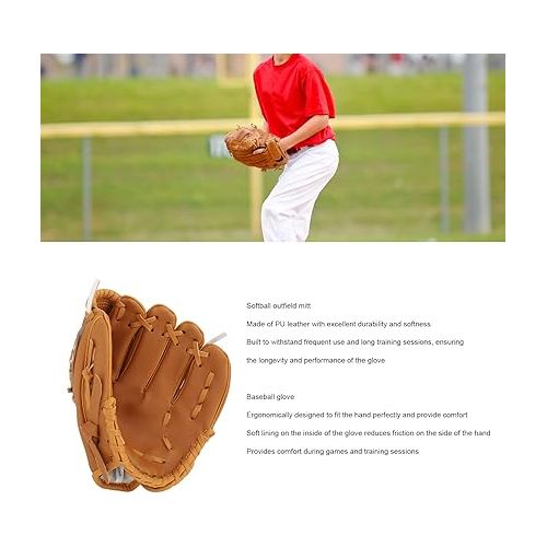  Baseball Glove, PU Leather Sports Baseball Mitts Ergonomic Baseball Fielding Glove, Right Hand Left Hand Gloves Youth Baseball Softball Gloves for Youth Adult Winter