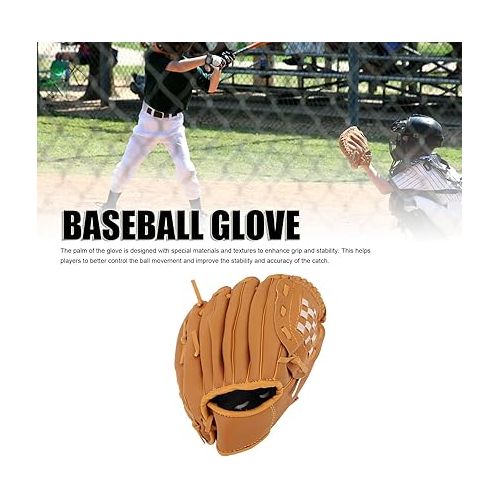  Baseball Glove, PU Leather Sports Baseball Mitts Ergonomic Baseball Fielding Glove, Right Hand Left Hand Gloves Youth Baseball Softball Gloves for Youth Adult Winter